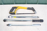 DeWalt hack saw, 2 torque wrenches, Craftsman brea