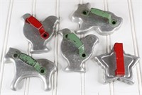 5 pc Metal Colored Handled Cookie Cutters