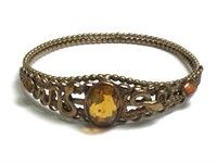 Cool Antique Paste Amber Snake Bangle Bracelet