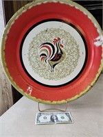 Metal Tray, Rooster Design, 19" diameter