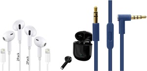 NEW $54 3PK Earbuds/Wireless Earbuds/Audio Cable