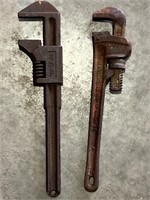TWO PIPE WRENCHES, A RIGID 14” AND A DIAMOND TOOL