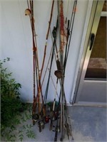 Lot of approx 15 Misc Fishing Poles & Accessories
