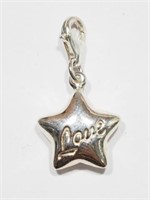 Sterling Silver "Love" Star Shaped  Pendant