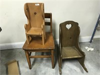 3 Wooden Child's Chairs