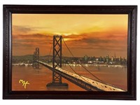 Original Oil Painting San Francisco Bridge by Max