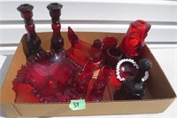Red glassware, some Fenton
