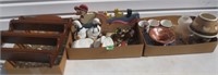 3 boxes misc, spice set, ducks, cups