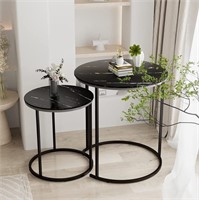 N8586  Aboxoo Black Marble Nesting Coffee Table, 2