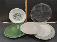 Lot of Serving Trays, Pie Pan and Plates