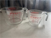 Pyrex 4 cup, 1 cup measuring cups