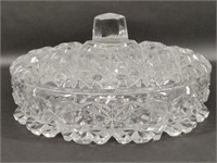 Vintage Crystal Three Sectioned Candy Dish w Lid