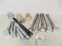 Lot of Vintage Flashlights & Glass Insulators