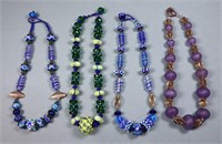 (4) 18" Art Glass Beaded Necklaces