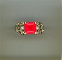 Ring S9 Large Ruby Gold Plated