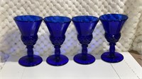 5 Cobalt Blue Wine Glasses 4 1/2 "