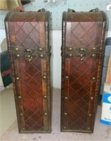 (2) Decorative Wooden Tall Wine Bottle Boxes