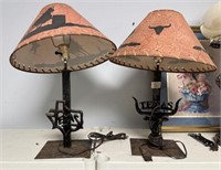 Pair of Wrought Iron Texas Table Lamps