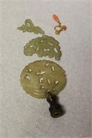 Fragments of Jade - Jade Finial - Coral Earring