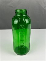 Vintage green glass water juice bottle jar