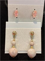 Two pair of pink Pierced and Earrings. One dangle