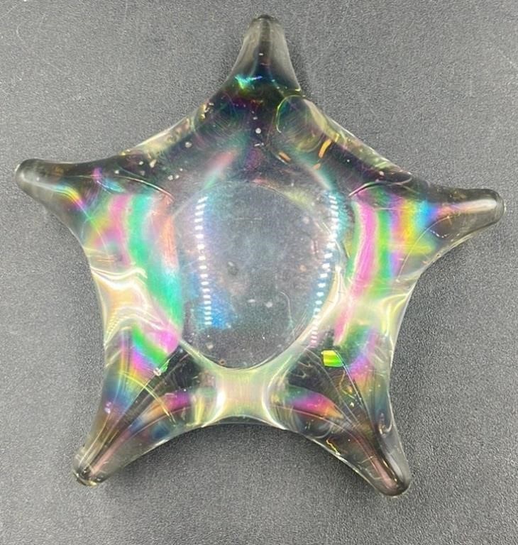 Iridescent Glowy Art Glass Starfish Paperweight