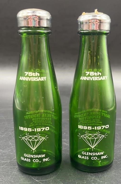 Vtg Glenshaw Glass Bottle S&P Shakers