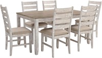 Dining Room Table Set  6 Chairs  Whitewash