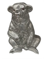 Pewter Sitting Bear Sculpture w/ Lid