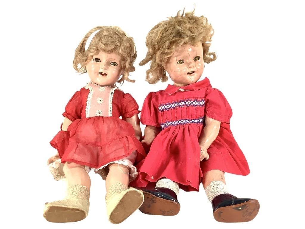 2 Ideal Shirley Temple Dolls Jointed Composition