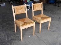Pair of Wood & Woven Chairs