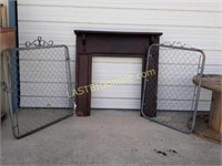 Fireplace Mantle & 2 Metal Fence Gates