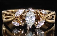 14kt Gold 1/2 ct Marquise Cut Diamond Bridal Set