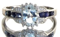 Oval 1.36 ct Aquamarine Sapphire & Diamond Ring