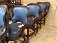 (4) WOOD W/ LEATHER BAR STOOL - 27" SEAT