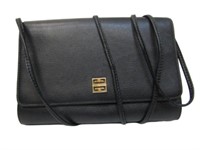 GIVENCHY Black Leather Logo Shoulder Bag