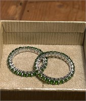 Dazzling Pair of Emerald Green Sterling .925 Rings