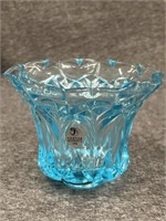 Rare Vintage 3.5" Fenton Blue Glass Votive Holder