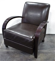 Faux Leather Wooden Arm Chair