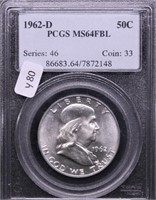 1962 D PCGS MS64FBL FRANKLIN HALF DOLLAR