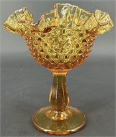 Fenton Amber Hobnail Ruffle Compote