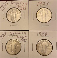 1927 & 1928 Standing Liberty Silver Quarters