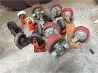 8 Assorted Steel Caster Wheels
