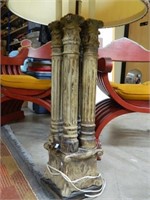 Vntg Heavy Ceramic Pillar Lamp w/ Matching Shade