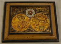 Mid Century Spartus Old World Map Picture Clock
