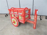RED WOODEN HAND PAINTED (COSTA RICA) CART/TROLLEY