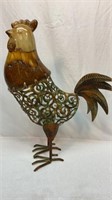 Metal rooster with ceramic head
