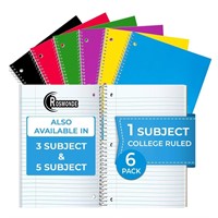1 Subject Notebook College Ruled  6 Pack  70