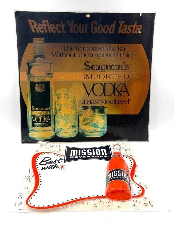Seagram's Vodka and Mission Signs