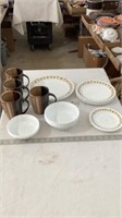 Corelle dishes, coffee mugs